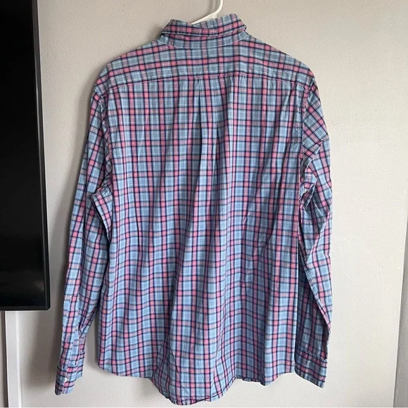 Vineyard Vines Slim Fit Tucker Shirt Pink Blue Micro Plaid L - Picture 5 of 5